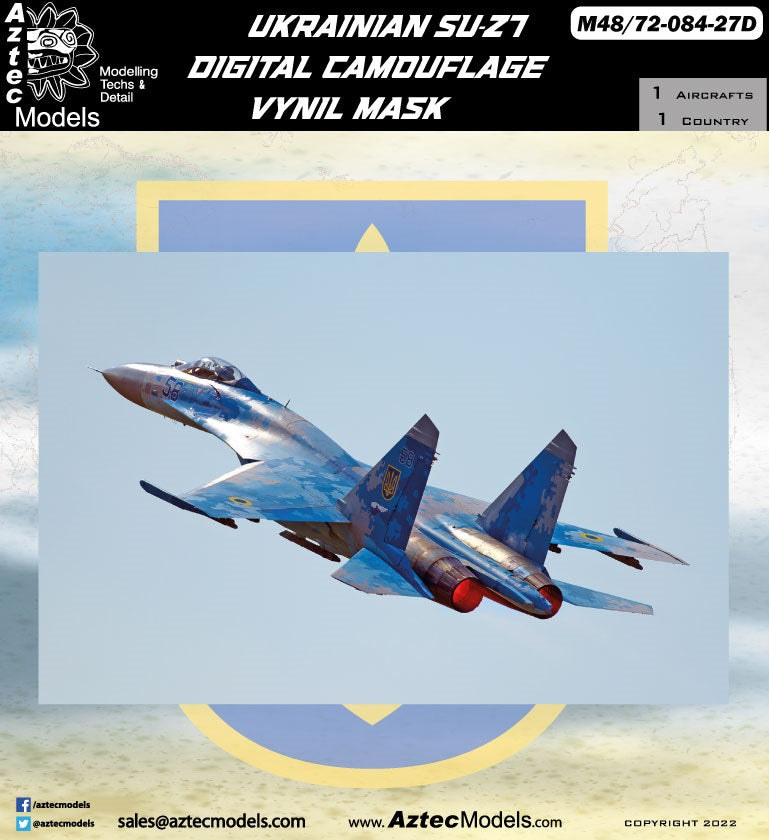 M-084-27D Vinyl Mask Su-27 Ukraine Digital Camouflage