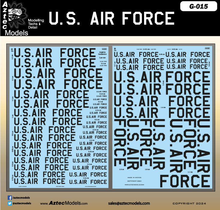Usaf Lettering G-015 U.S. Air Force lettering – Aztec Models