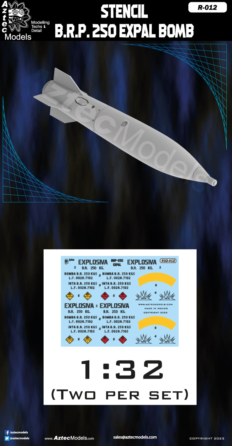 R-012 Stencil for BRP-250 Expal Bomb (Spanish)