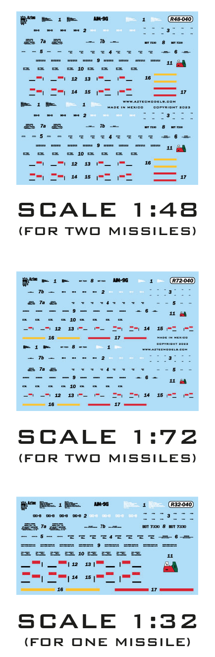 R-040 Stencil for AIM-9G Sidewinder missile